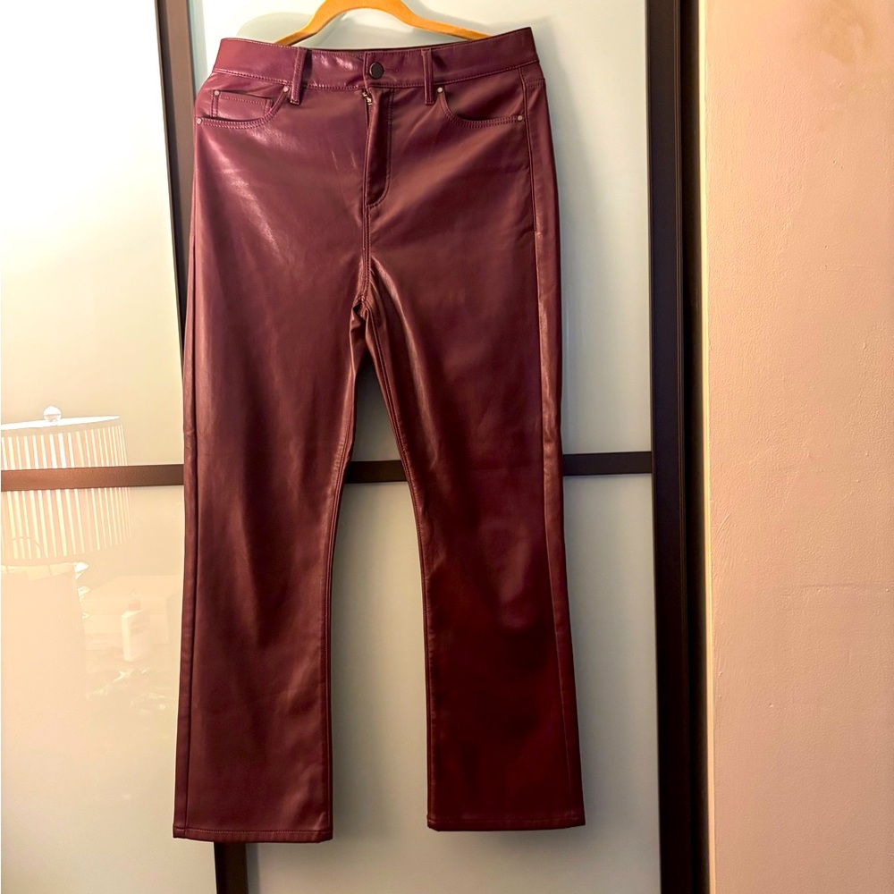 Burgundy Vegan Leather Pants